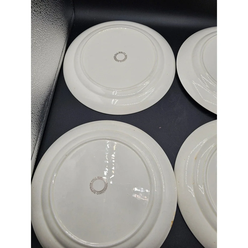 Vintage Superior Hall Quality Dinnerware Red Floral Dinner Plates Set of 4